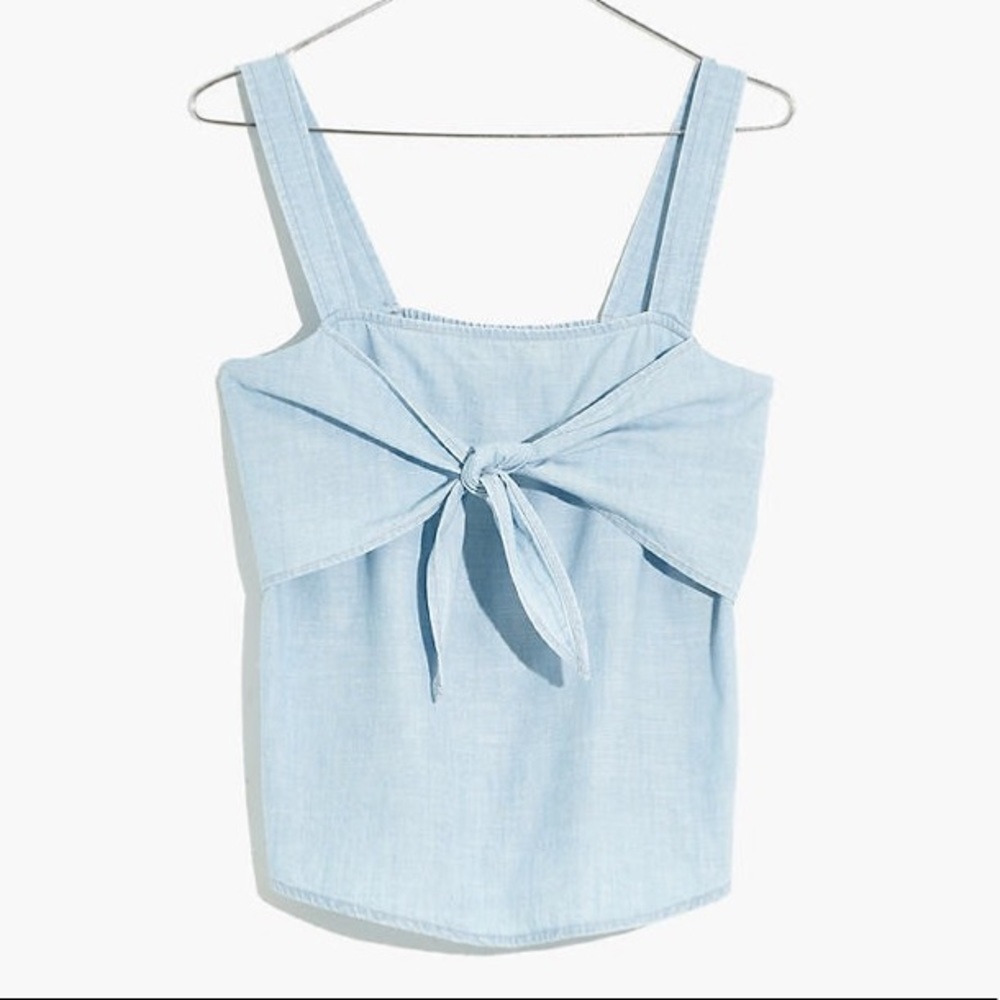 madewell denim tie front cami top
